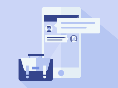 How it works app bag illustration messenger mobile phone shopping vector