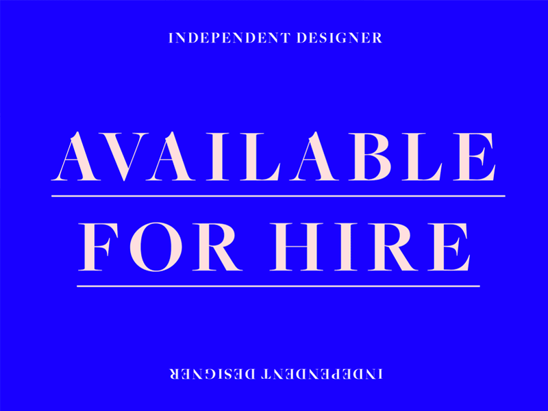 BIG NEWS!!!! avaliable for work blue designer freelance independent klein work