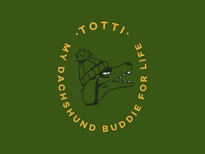 Totti crest dachshund dog illustration lettering