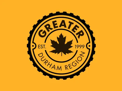 Greater Durham Region canada cog logo maple leaf northink stamp union
