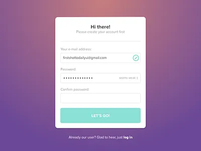 DailyUI 001 dailyui login password register signup verification
