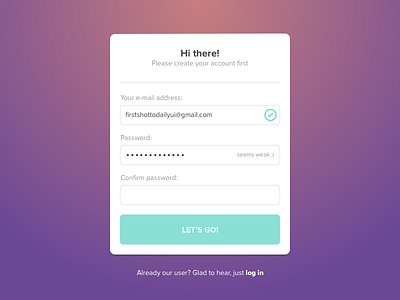 DailyUI 001 dailyui login password register signup verification