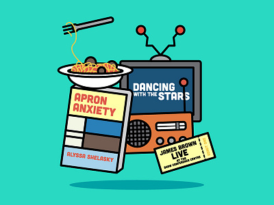 Header Illustration #07 illustration illustrator minimal monoweight pasta radio thick lines ticket tv vector