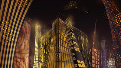 Big city animation graphic design illustration