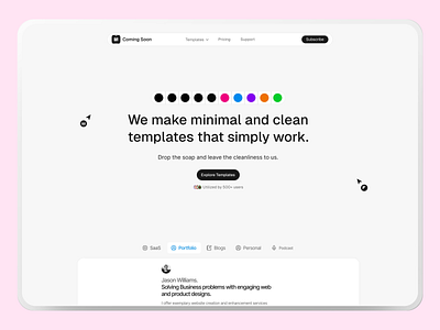 Minimal & Clean Web Templates Design clean ui conversion focused elegant layout interactive ui intuitive structure landing page micro interactions minimal design modern ux portfolio site responsive design simple interface typography balance ui design user friendly ux design ux ui web components web saas web templates