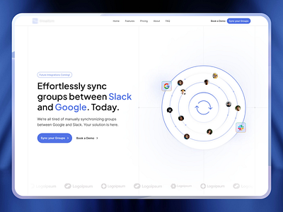 Web Design Seamless Slack & Google Sync bold typography business tool clean layout conversion focused engaging visuals interactive ui micro interactions minimal design modern ui navigation ux responsive design saas landing simple structure smooth animations ui design user friendly ux ux design ux ui web integration