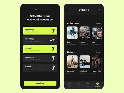 Customizable Fitness Workout Selector App UI Design activity focus app design clean ux exercise collections fitness app gym planner health tracker intuitive navigation minimal layout mobile design modern interface personalized workouts progress tracking ui design user engagement ux design ux ui vibrant contrast workout categories workout selector