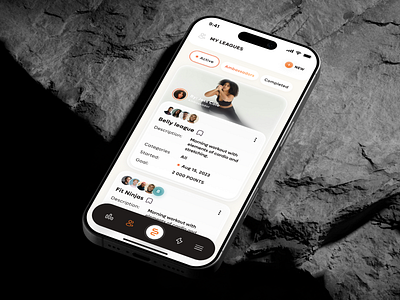 Fitness app - Group challenge league challenge app cover image fitness app fitness habit group challenge ios card ui design list of cards mini ui card mobile floating menu mobile tabs mobile ui app sport sport habit wellness app