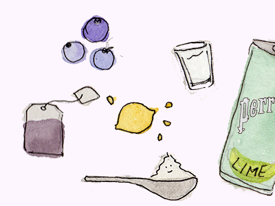 Perrier Illustrations cocktail hand drawn illustration recipe watercolor