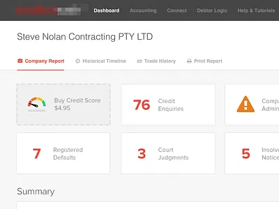 Credit Profile navigation purchase score statistics stats sub navigation ui ux widgets