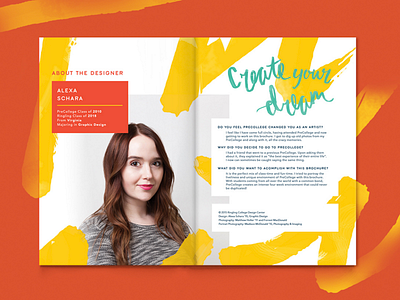 Ringling College PreCollege Book bold brush strokes college hand drawn lettering portriat print