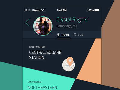 User Profile Screen 006 bus dailyui dark mbta mobile profile social train ui user ux