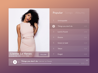 Music Player 009 audio design lianne la havas list music music player play uidaily