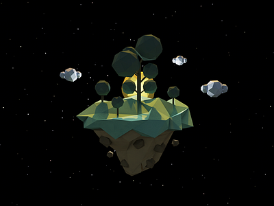 Treeland 3d c4d low poly planet tree