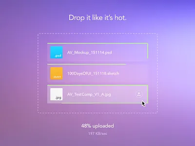Shot 041 - File Upload Widget clean drop file interface minimal progress simple transfer ui upload user
