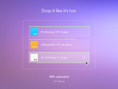 Shot 041 - File Upload Widget clean drop file interface minimal progress simple transfer ui upload user