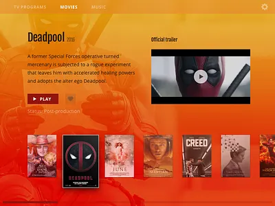 TV App 025 25 cards dailyui tv app