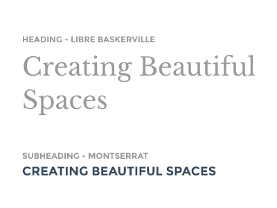 Furniture company typography heading libre baskerville montserrat style tile typography