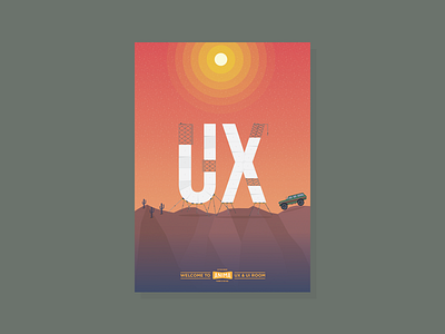 UX Room Poster illustration illustrator jeep poster stars sunrise ux