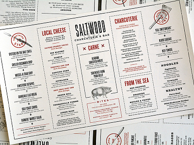 Saltwood Menu Design / Atlanta, GA atlanta charcuterie cheese menu restaurant