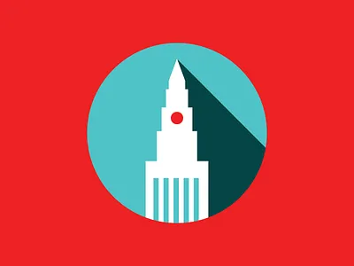 Masonic Temple building flat icon illustration long shadow