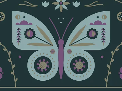 Butterfly Invitation butterfly cloud flowers orn sun tree