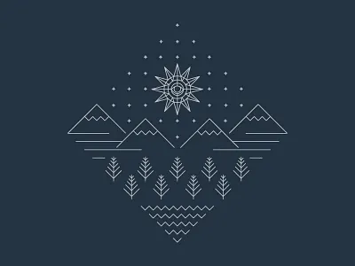 sun and mountains cotton bureau diamond eye mono weight mountains stars sun thin