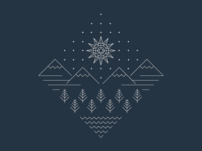 sun and mountains cotton bureau diamond eye mono weight mountains stars sun thin