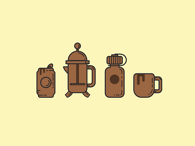 Beverages beverages bottle cup energy drink french press illustration line art mug soda can water bottle