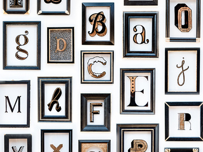 Hand Painted Alphabet alphabet glass gold hand painted letter reverse glass sign painter typography