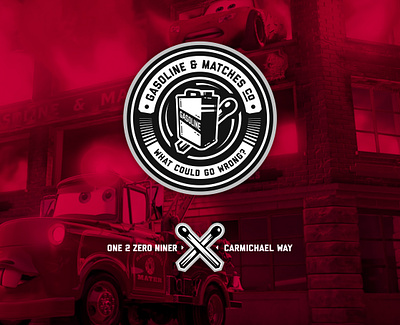 That’s the old gasoline and match factory! badge disney emblem gas gasoline logo matches mater pixar tall tales