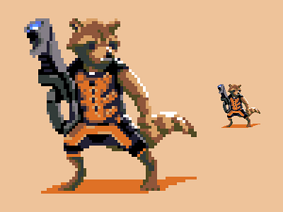 Rocket Raccoon marvel pixel art pixel dailies pixels rocket raccoon