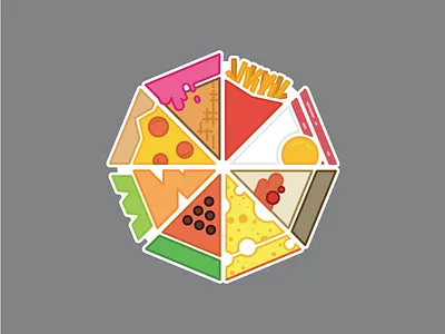 Carousel of Food bacon cake carrot cheese egg food fries ice cream pizza potato sticker watermelon