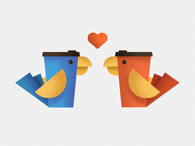 Coffee Birds birds coffee heart illustration love