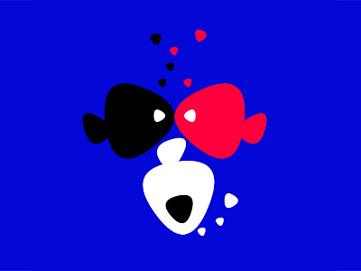 3 Fishes vs. Monkey anahoxha character colorful flat graphicdesign illusion illustration minimal vector