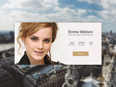 Daily UI | #006 | User Profile emma watson profile social twitter ui widget