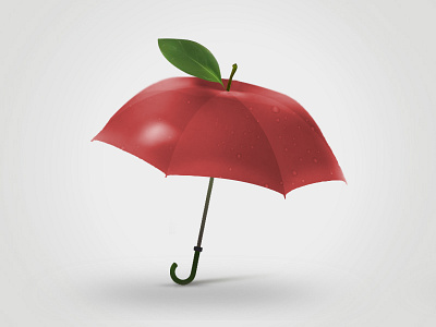 Applerella apple creative fresh idea illustration red umbrella