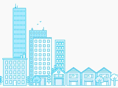 Cityscape blueprint city flat icon illustration line skyline
