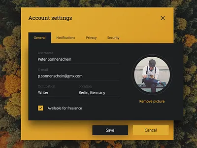 Day 007 / Settings 007 account dailyui form profile settings tabs ui user ux web