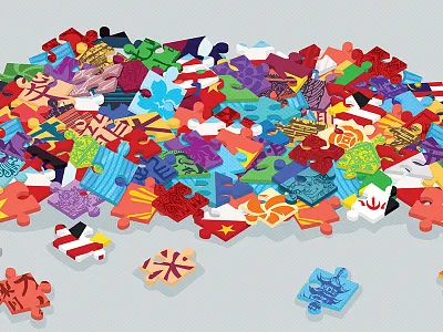 HQ Asia - Puzzle pieces asia editorial game hands illustration puzzle