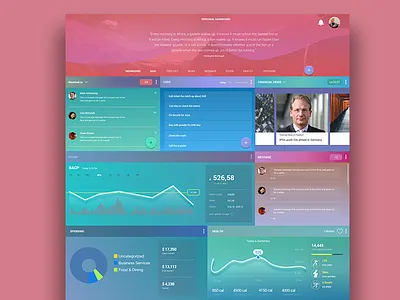 Personal Dashboard Freebie dashboard email finance freebie heath mail message notification profile spending stock