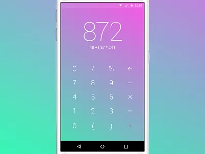 Shot 042 - Calculator android calculator gesture interaction interface light minimal numbers simple typography ui user