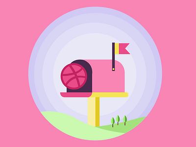Hello Dribbble!!! debut dribbble flat icon illustration postbox shot
