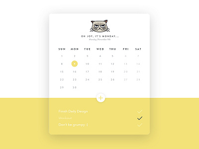 Daily Design 011 - Calendar Widget calendar cat daily design dailyui grumpy cat todo list ui