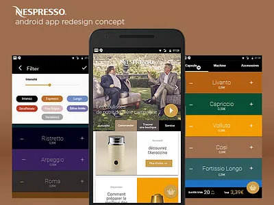 Nespresso android app redesign concept mainscreen android café coffee eshop material design mobile nespresso