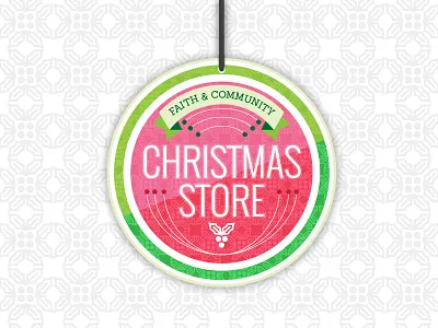 Christmas Store christmas circle clean community faith flat green pattern holly red