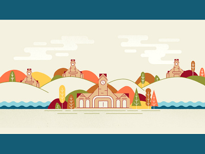 Bank Buildings illustration style frame video