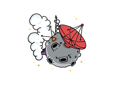 Space Radio Satellite cartoon meteor radio satellite space