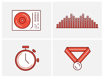 Iconz duotone icon illustration levels line art medallion peaking stopwatch tech turntable vector wave form