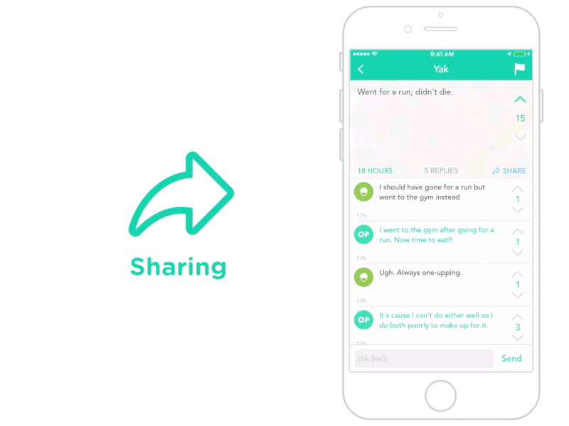 Sharing on Yik Yak ios sharing ui ux yik yak